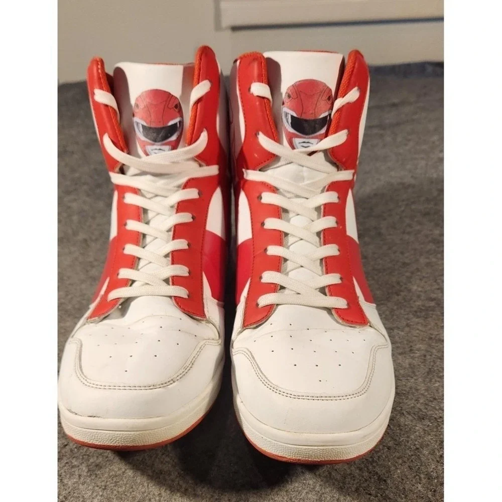 FUN Power‎ Rangers Red Ranger Shoes Mens Size 13 Red White High Top Sneakers